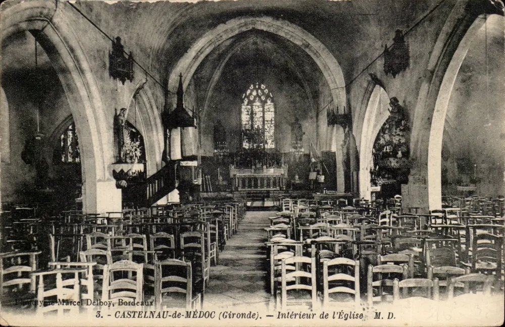 Castelnau-de-Médoc (Gironde) — Interior da Igreja — Marcel Délboy, Bordeaux, n°5 - Frente