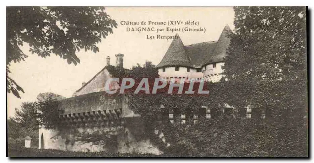 Schloss Pressac (14. Jahrhundert) — Daignac bei Espiet (Gironde) — Die Mauern - Vorderseite
