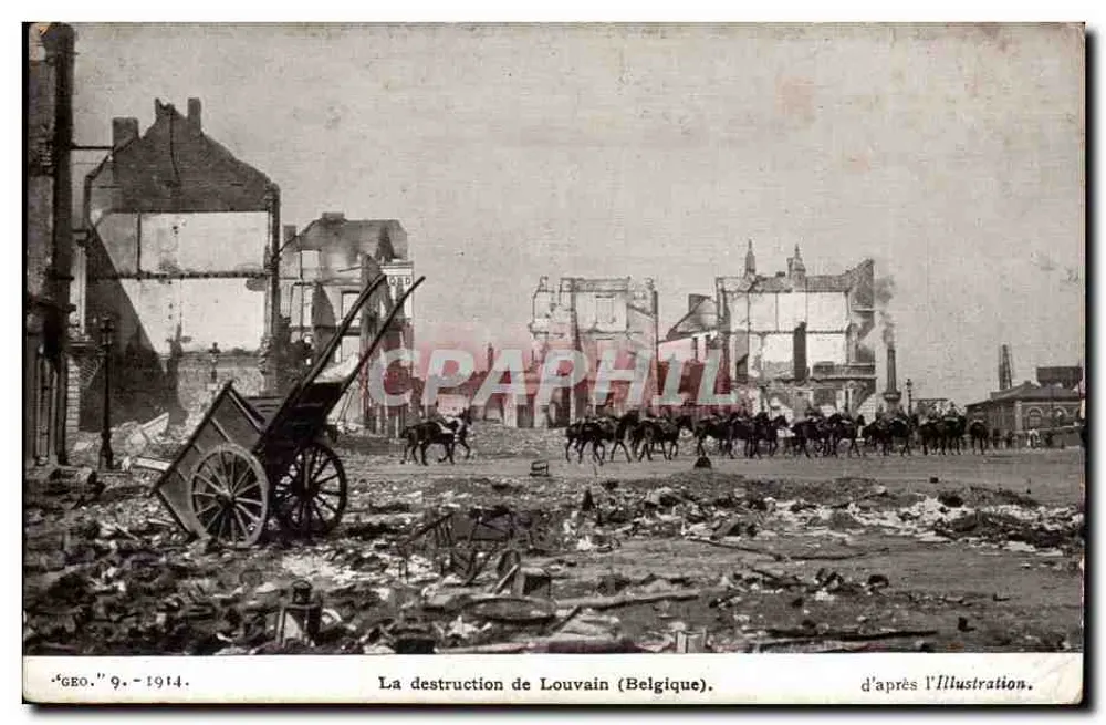 Die Zerstörung von Louvain (Belgien) — nach 'L'Illustration' — 'GEO.' 9 - 1914 - Vorderseite
