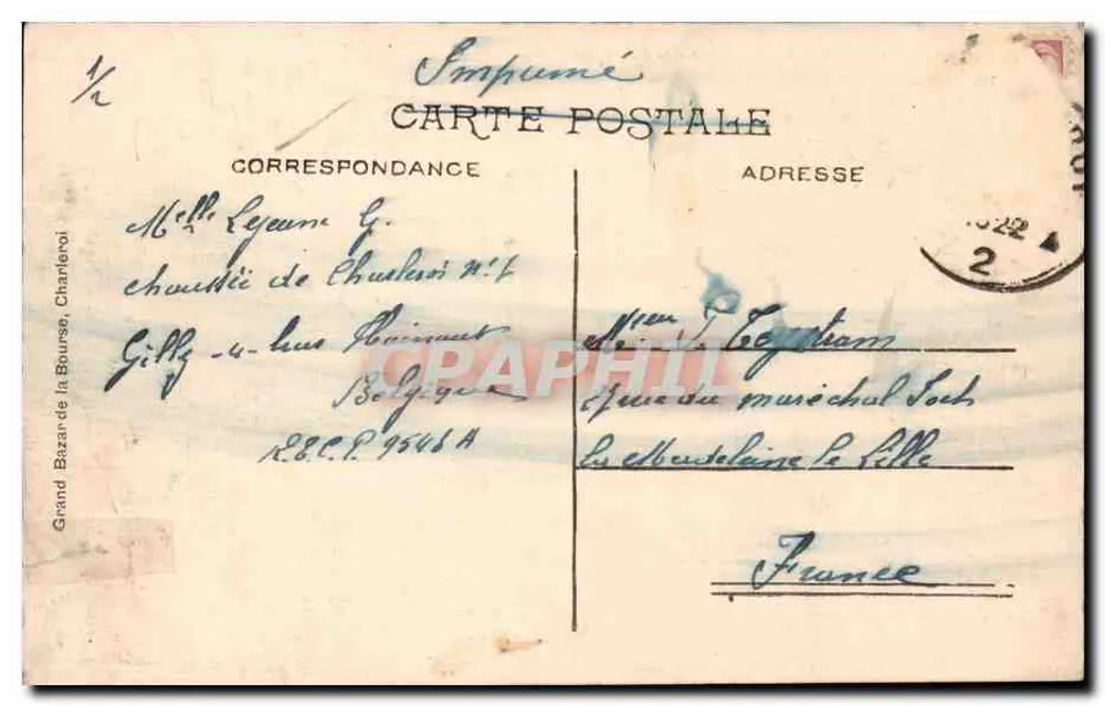 Charleroi — Kohlebergwerk — Verlag Gibert, Nr. 2 - Rückseite