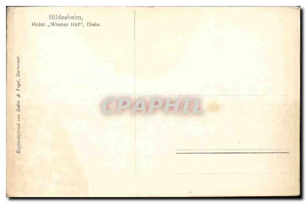 Innenraum eines Hotels — Hildesheim, Hotel "Wiener Hof", Flur — Verlag Vogel & Zaller, Darmstadt - Rückseite
