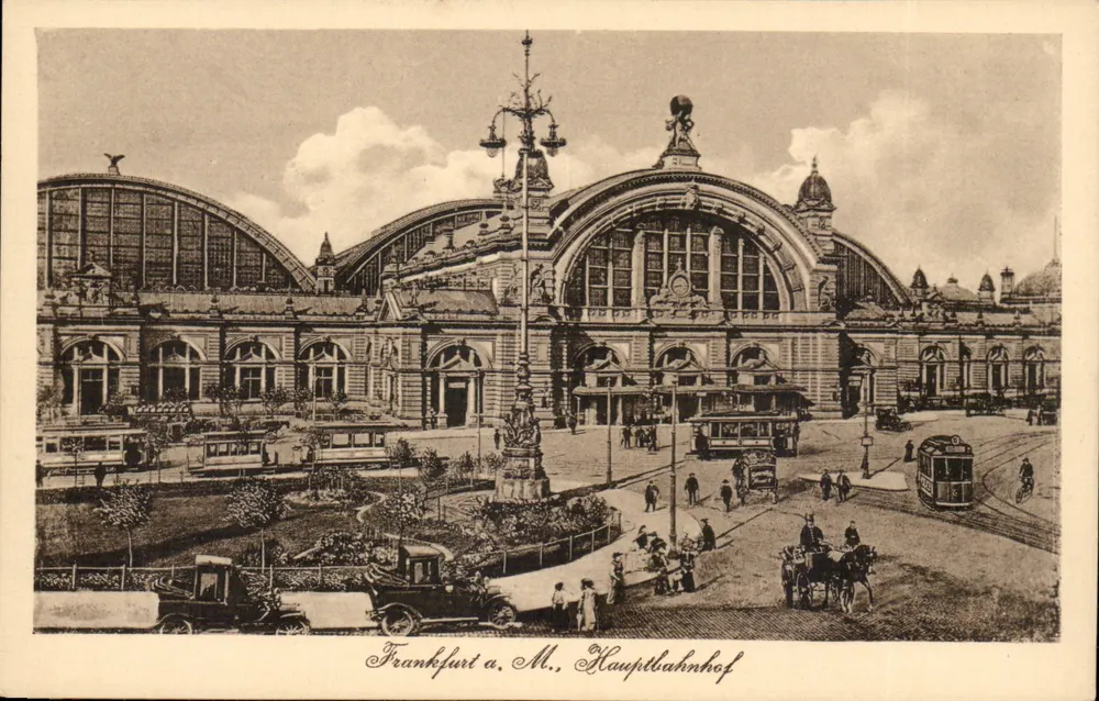 Frankfurt a. M., Hauptbahnhof — vista panorámica — Kadewig Klement, Frankfurt a. M. Graphische Industrie - Anverso