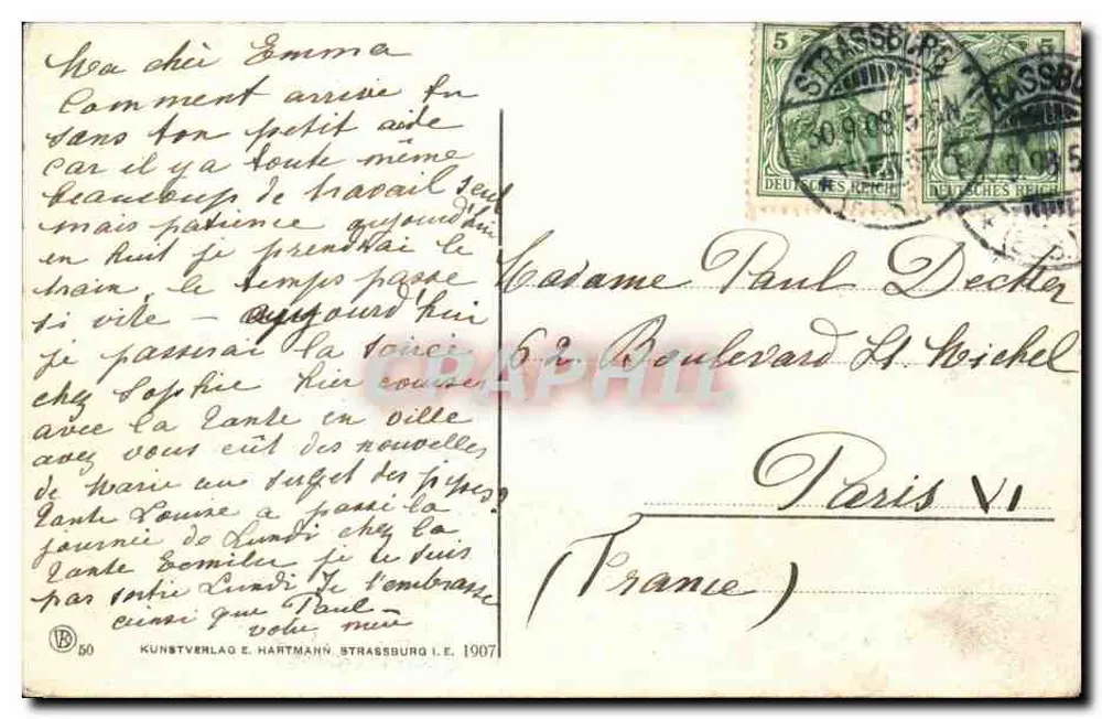 Estrasburgo i. E. — Monumento Goethe — Kunstverlag E. Hartmann - Verso