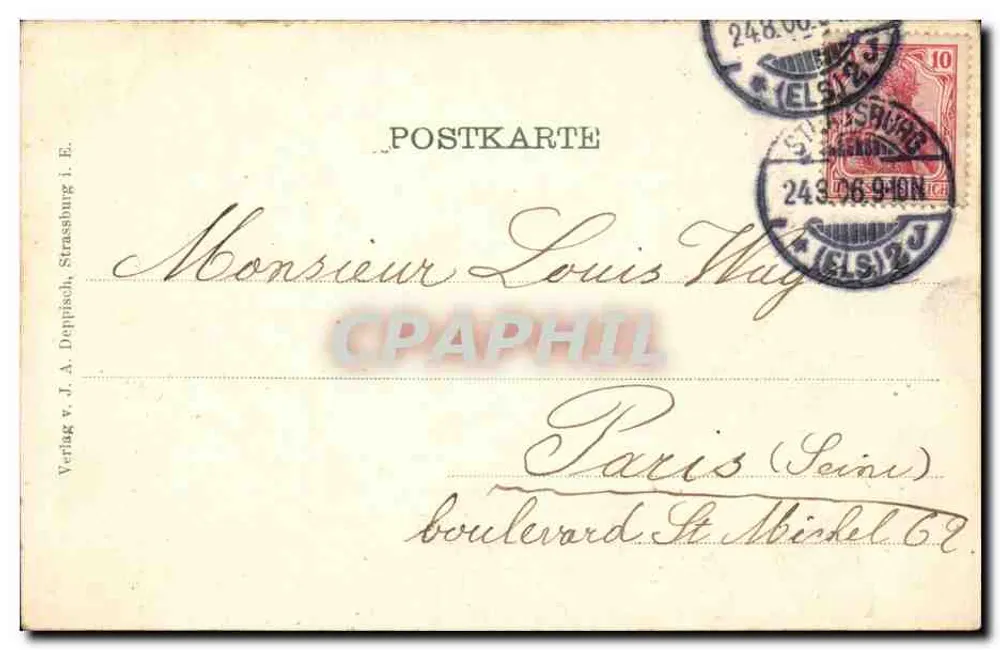 Straßburg — Schloss — Verlag v. J. A. Deppiisch, Straßburg i. E. n° 17 - Rückseite