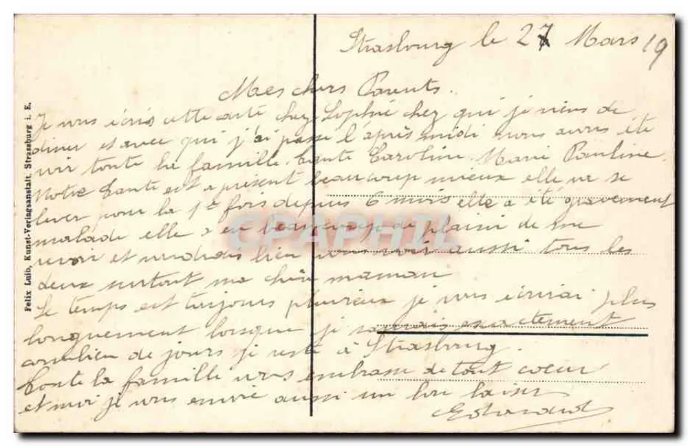 Strasbourg - Banho das plantas — editor Felix Lalo, número de série não visível - Verso