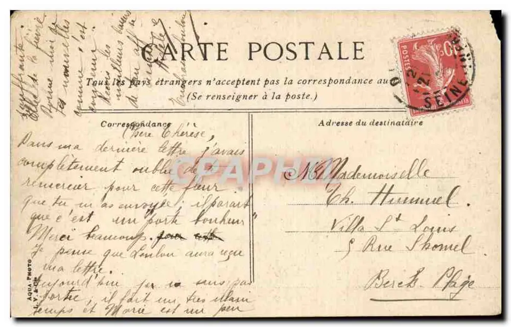 Dieppe - Velha casa no Pollet — Bilhete postal antigo n°34, editor A. P. Photo - Verso