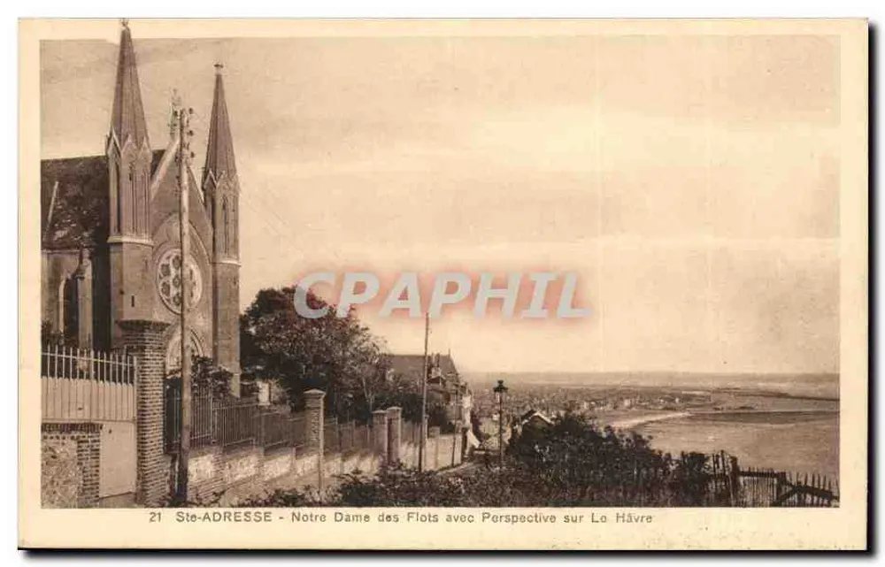 Notre Dame des Flots mit Blick auf Le Havre — Ste-Adresse — Sonderausgabe Grand Bazar, Le Havre - Vorderseite