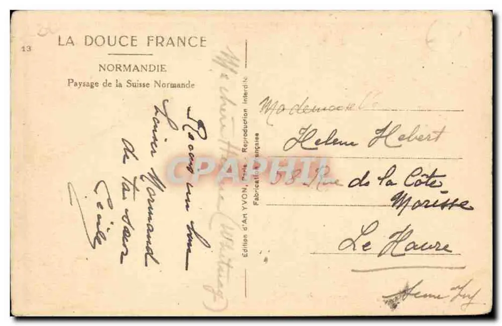 Paisagem da Suisse Normande — Edição de Arte YVON, n°13 - Verso