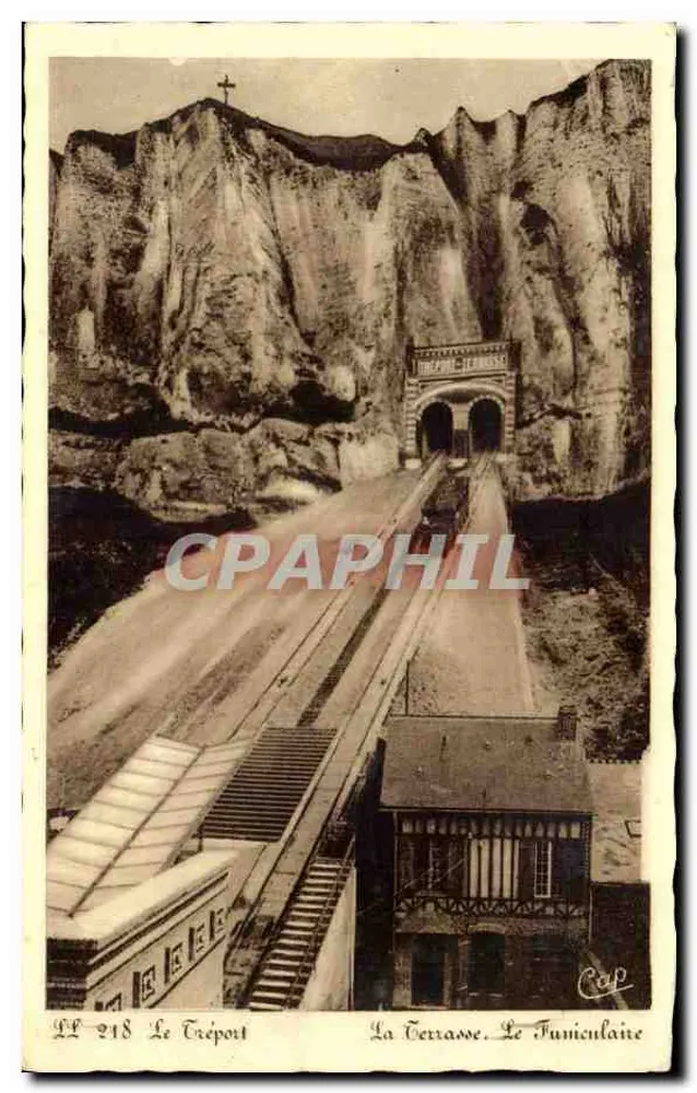 Le Tréport — La Terrasse. O Funicular — Editor C. Cap, n° LL 218 - Frente