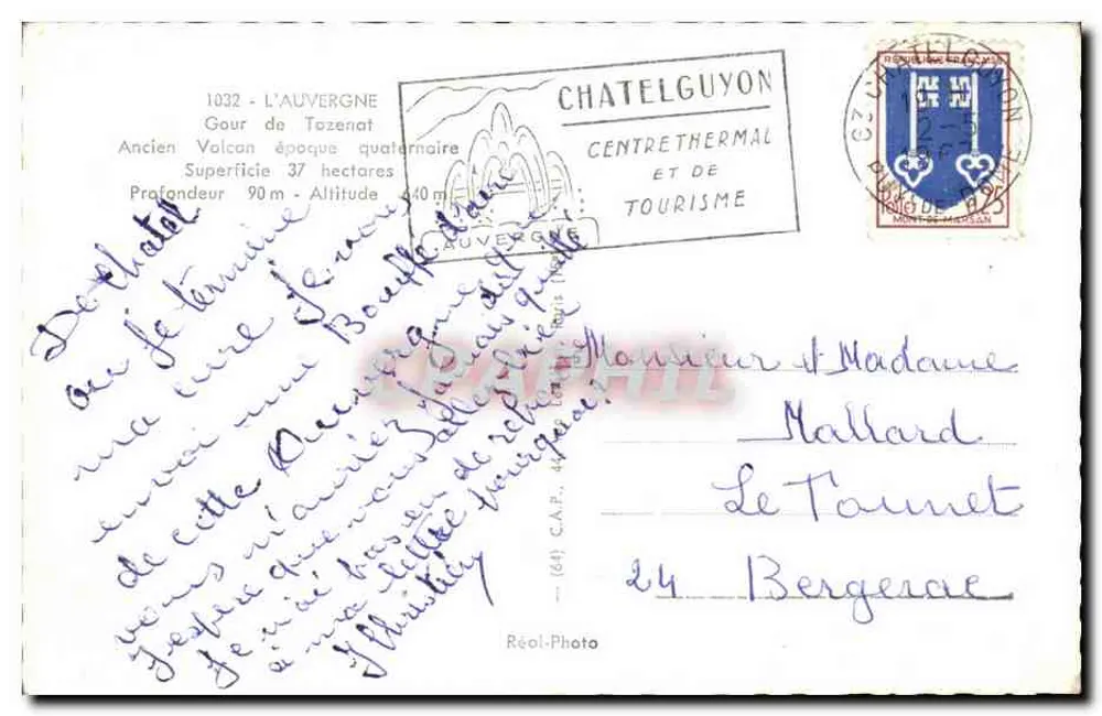 Gour de Tozenat — Alter quartärer Vulkan — Châtelguyon - Rückseite