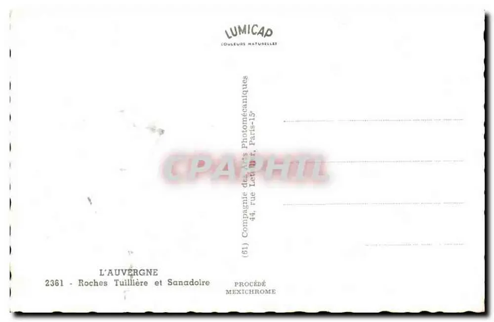 Roches Tuillières und Sanadoire — Auvergne — Lumicap - Rückseite