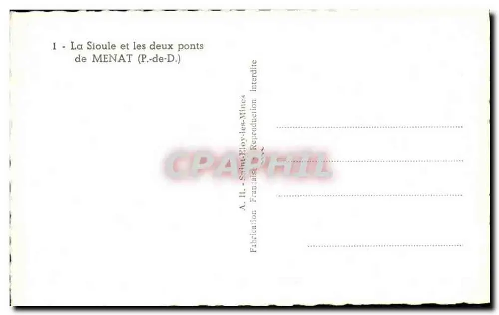 A Sioule e os dois pontes — MENAT (P.-de-D.) — A. II. Saint-Éloy-les-Mines - Verso