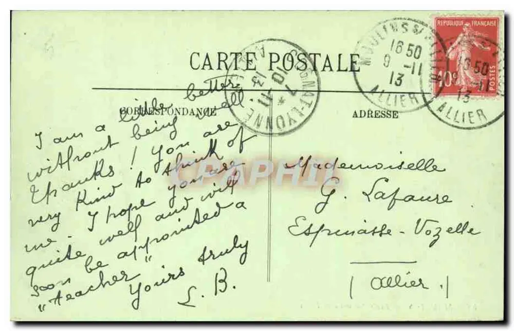 Moulins — Escola Normal de Meninas — LL. - Verso