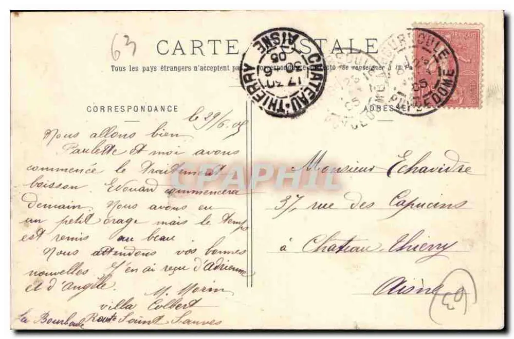 La Bourboule - O Funicular — G. Delaunay, editor, Clermont-Ferrand - Verso