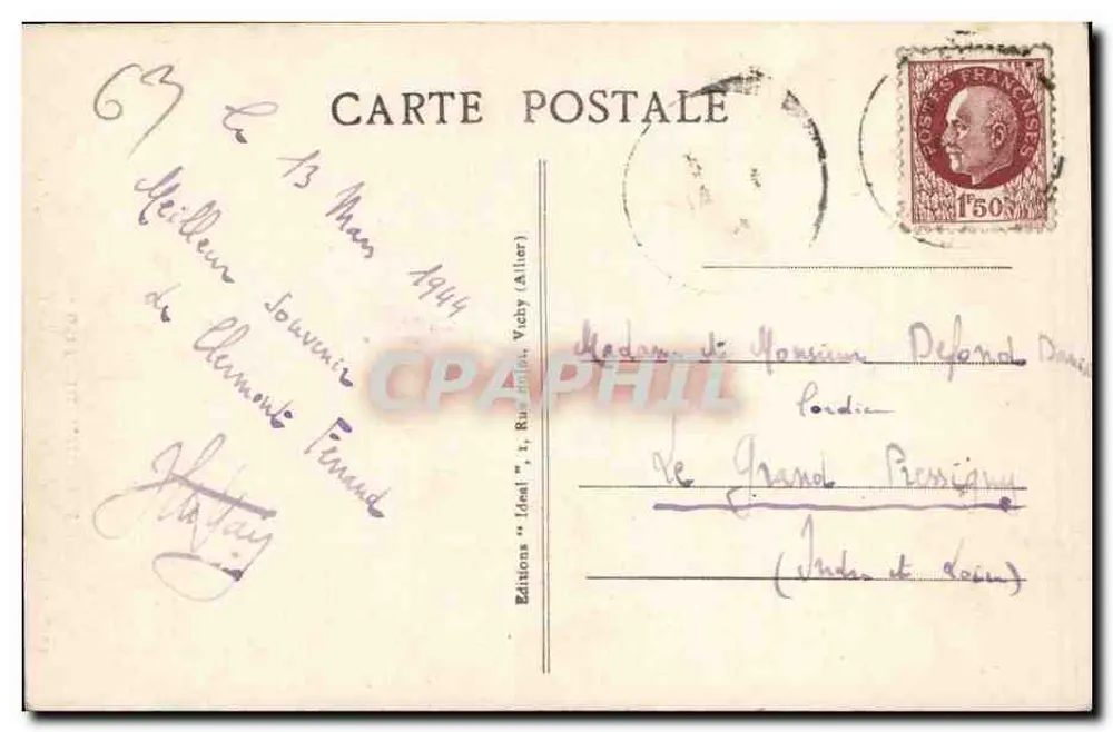 Clermont-Ferrand - A Catedral, fachada — A Auvergne pitoresca — Edições Idéal, n° 4916 - Verso