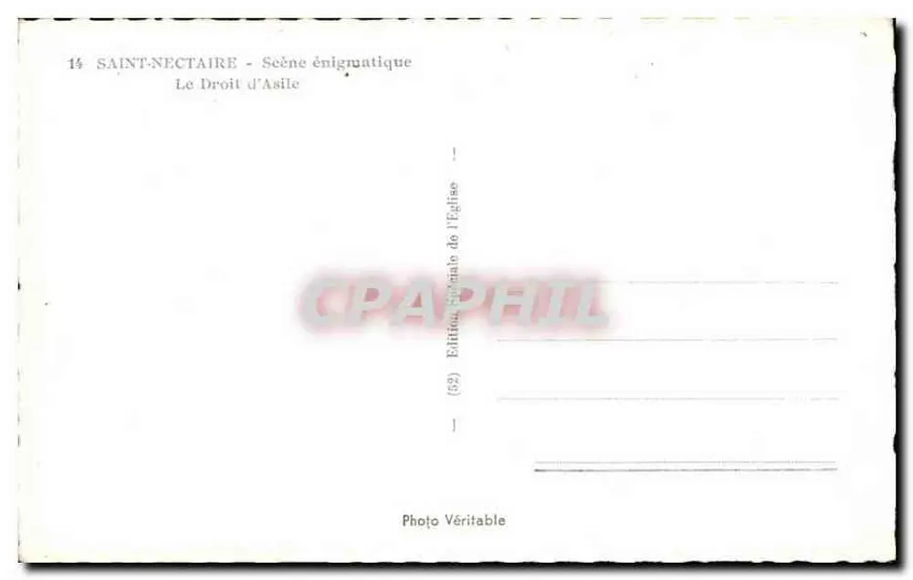 Saint-Nectaire — Cena enigmática: O Direito de Asilo — Édition Sociale de l'Église - Verso