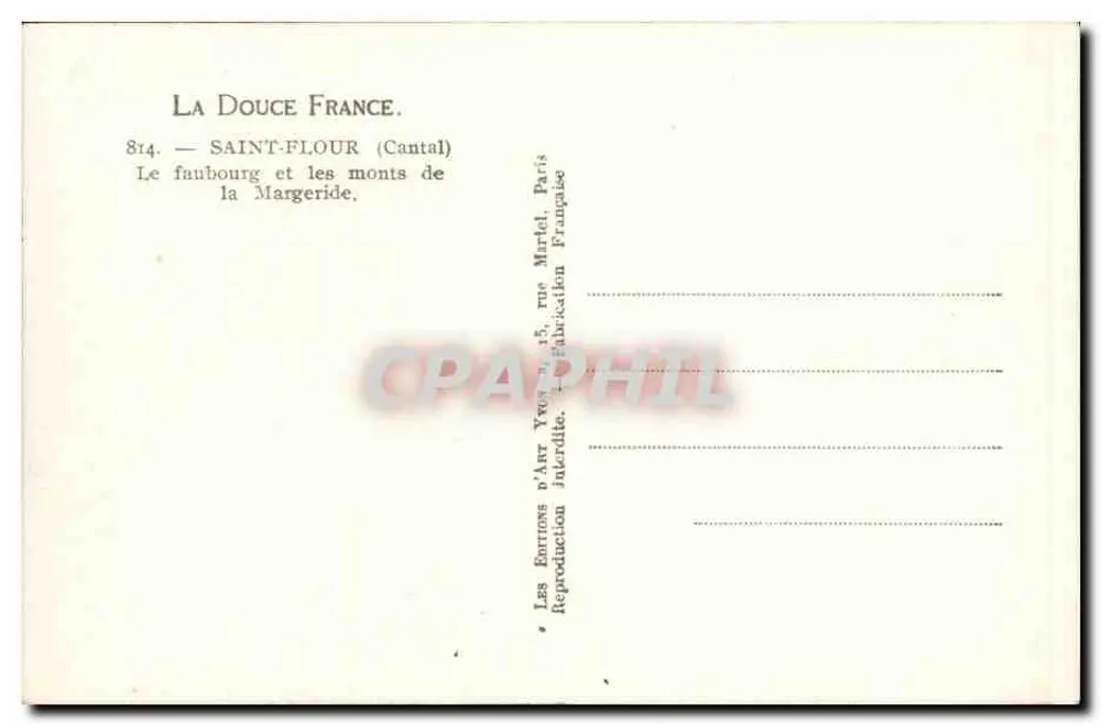 Saint-Flour (Cantal) — Le faubourg et les monts de la Margeride — Éditions d'Art Yvon, Paris - Rückseite