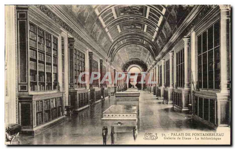 Schloss Fontainebleau — Galerie Diane, Die Bibliothek — unbekannter Verleger, Nr. 73 - Vorderseite