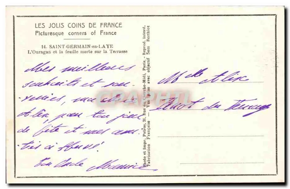 Saint-Germain-en-Laye — Der Sturm und das tote Blatt auf der Terrasse — Patras - Rückseite