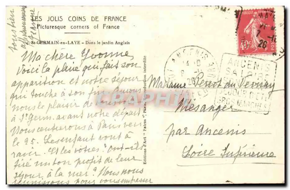 St-Germain-en-Laye — Giardino Inglese — Edizioni d'Arte 'Patras' - Verso
