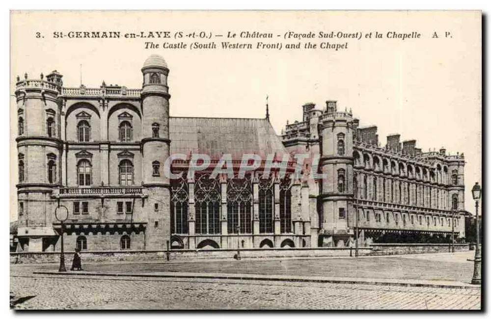 St-GERMAIN-en-LAYE — O Castelo (Fachada Sudoeste) e a Capela — A. Papeghin, Paris-Tours - Frente