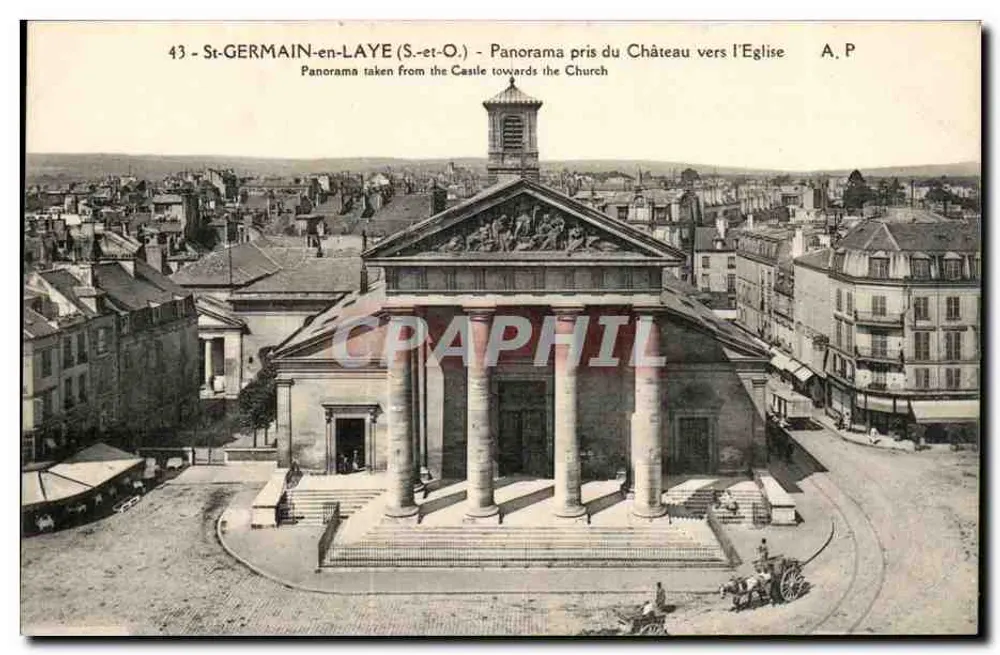St-GERMAIN-en-LAYE (S.-et-O.) - Panoramablick vom Schloss in Richtung Kirche - A. P. - Vorderseite