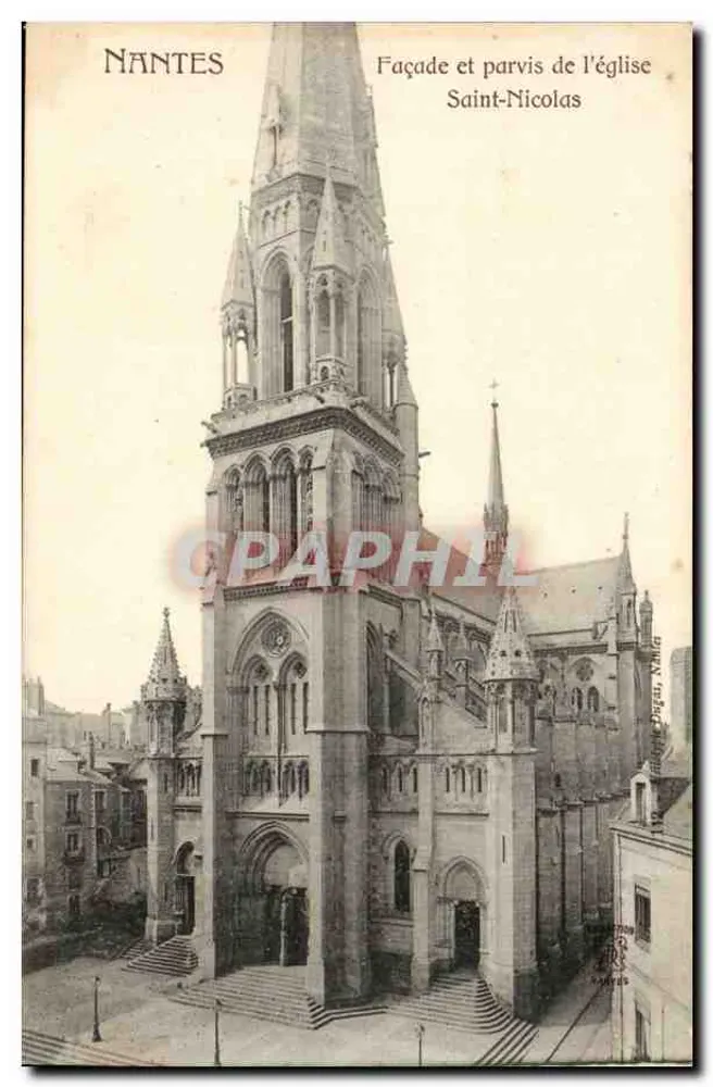 NANTES — Façade et parvis de l'église Saint-Nicolas — Éditeur Jéguat, Nantes - Vorderseite