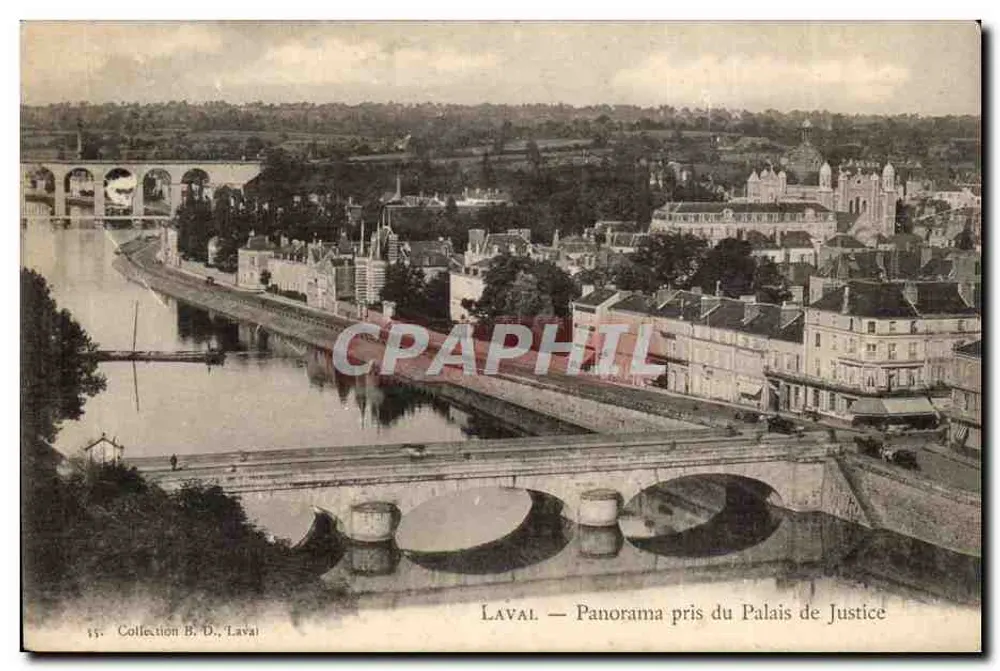 Laval — Panorama genomen vanaf het Paleis van Justitie — Collectie B. D., Laval - Voorkant