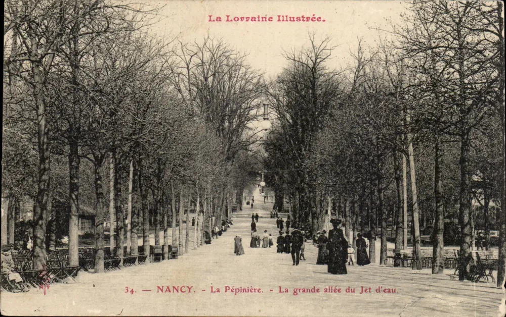NANCY — La Pépinière — Die große Allee des Jets d'eau — La Lorraine Illustrée, n°34 - Vorderseite