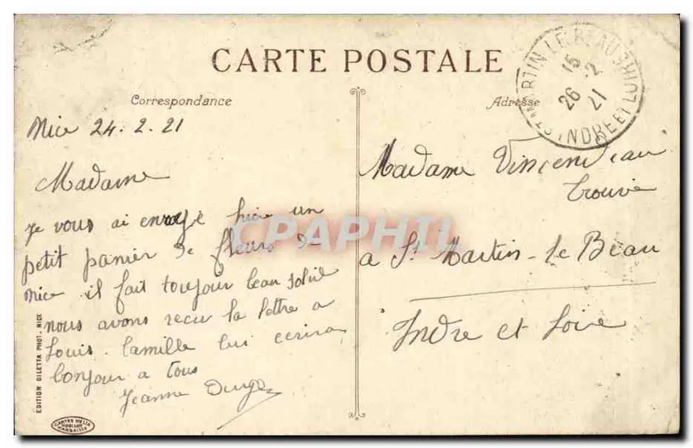 NICE - Um Canto do Jardim Albert Ier. — Edição Bileta, n°82 - Verso