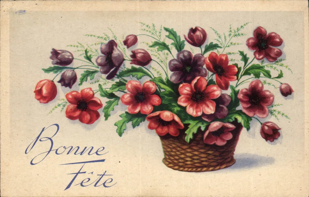 Blumenstrauß — Frohe Geburtstage — M.D. Paris, Serie 1000 - Vorderseite