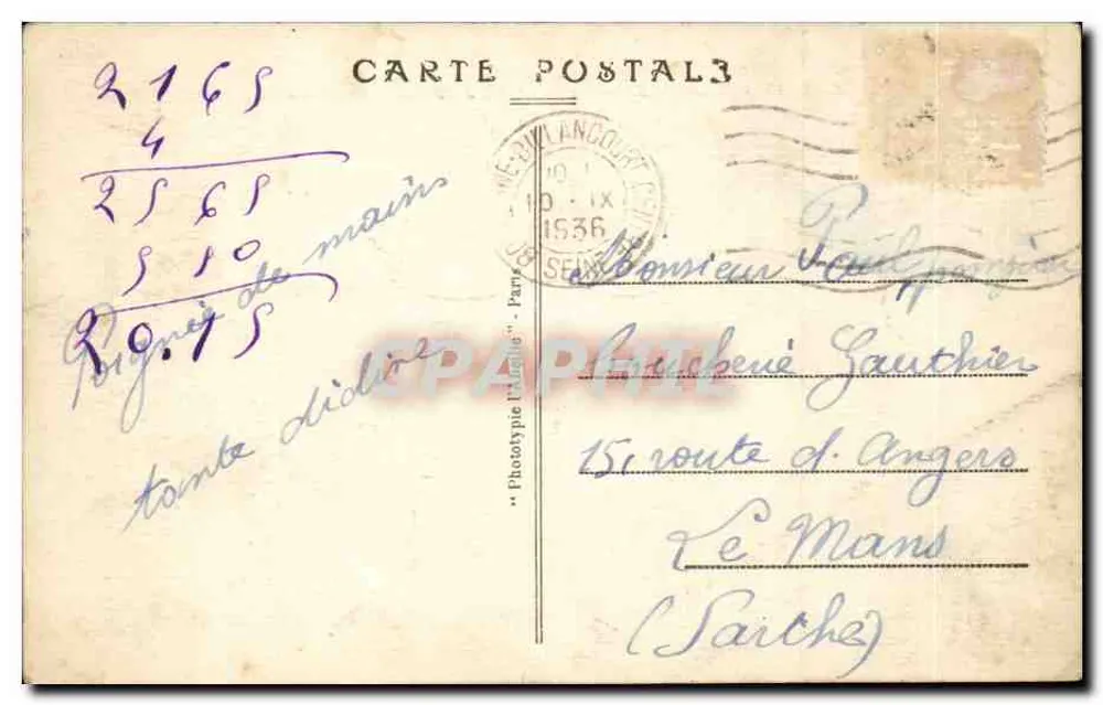 St-Cloud — O Parque — A Subida do Trocadéro — A.C. 56 - Verso