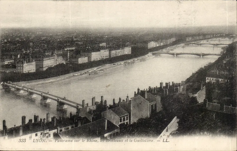 LYON — Panorama über den Rhône, die Brotteaux und die Guillotière — LL. — n° 333 - Vorderseite