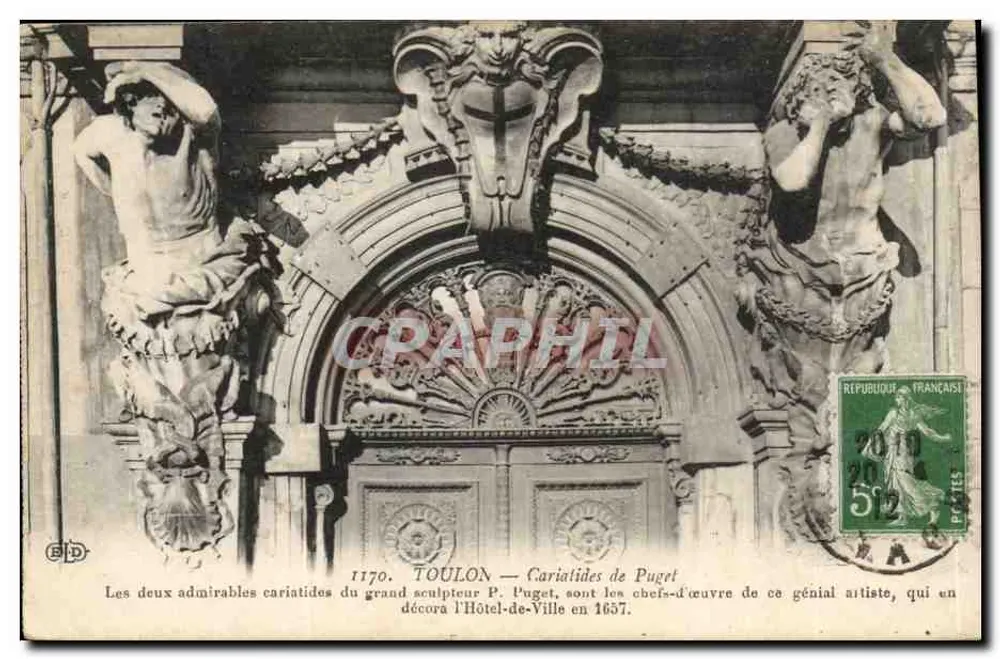 Toulon — Cariatides de Puget — Editor B.D. n°1170 - Frente