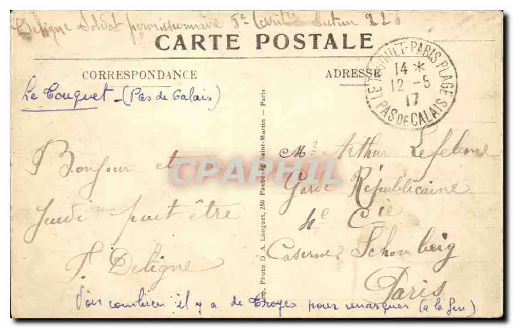 Paris-Plage — Ansicht in Richtung des Öffentlichen Gartens und der Kirche — Bourbelot-Ausgabe - Rückseite