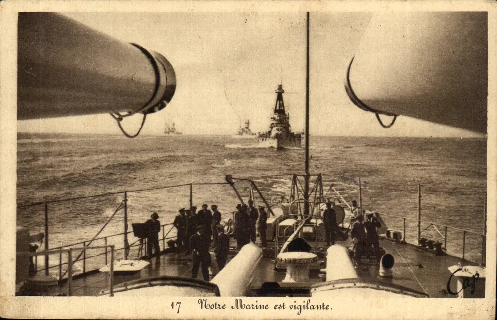 Militärische Marine — Ansicht eines Schiffs mit Kanonen — Verlag C. Lafont, Nr. 17 - Vorderseite