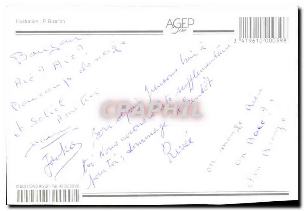 Esquiador em dificuldade — caricatura — AGEP 1991, n° 3419610 000398 - Verso