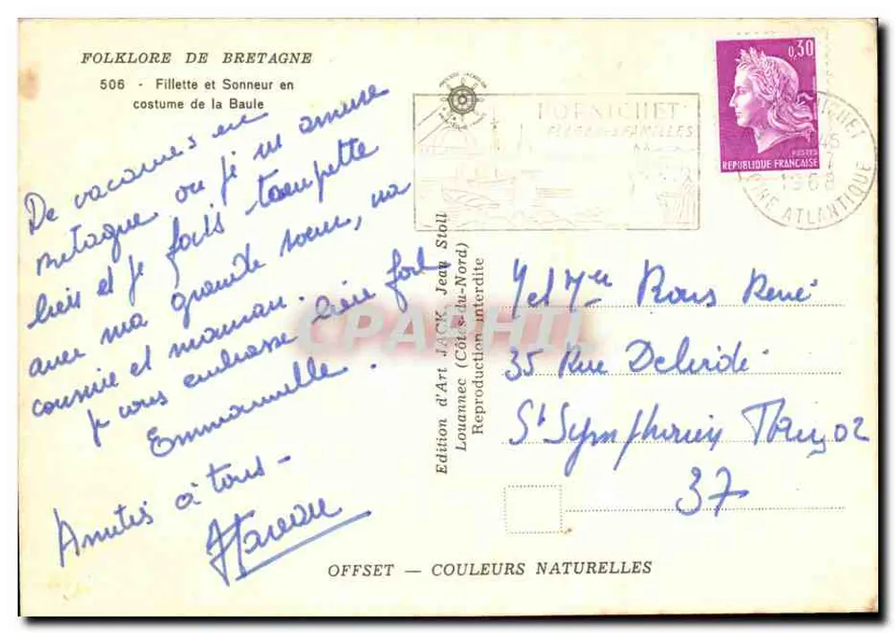Mädchen und Musiker im Kleid der La Baule — Édition d'Art Jack, n° 506 - Rückseite
