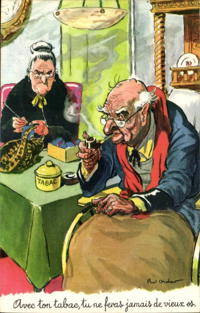 Zwei alte Männer im Café — Karikatur von Paul Ordner — Verleger nicht sichtbar - Vorderseite