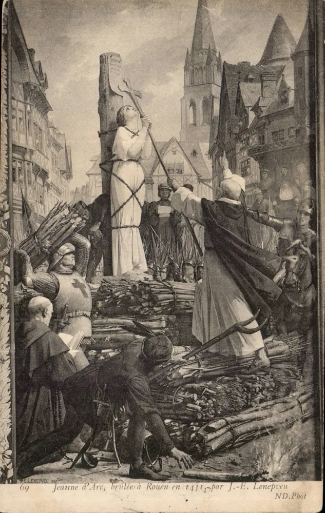 Giovanna d'Arco bruciata a Rouen nel 1431 — di J.-E. Leneprveu — ND. Fot. - Recto