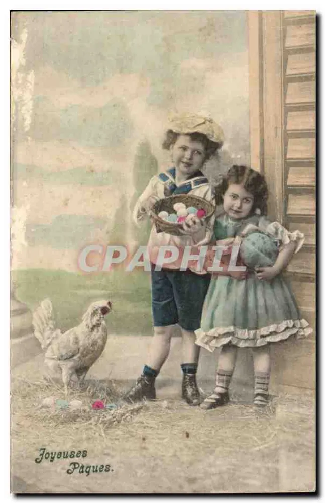 Kinder mit Huhn und Ostereiern — n°4075 - Vorderseite