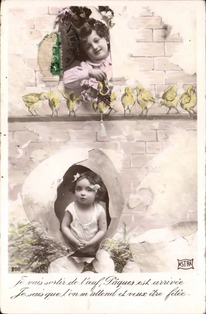 Ostern — Kinder und Küken — Astra, Nr. 208 - Vorderseite