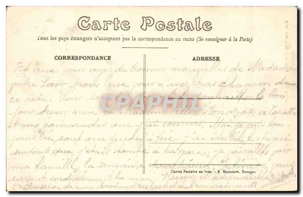 Bourges — Fachada da Catedral — Edição E.M. n°201 - Verso