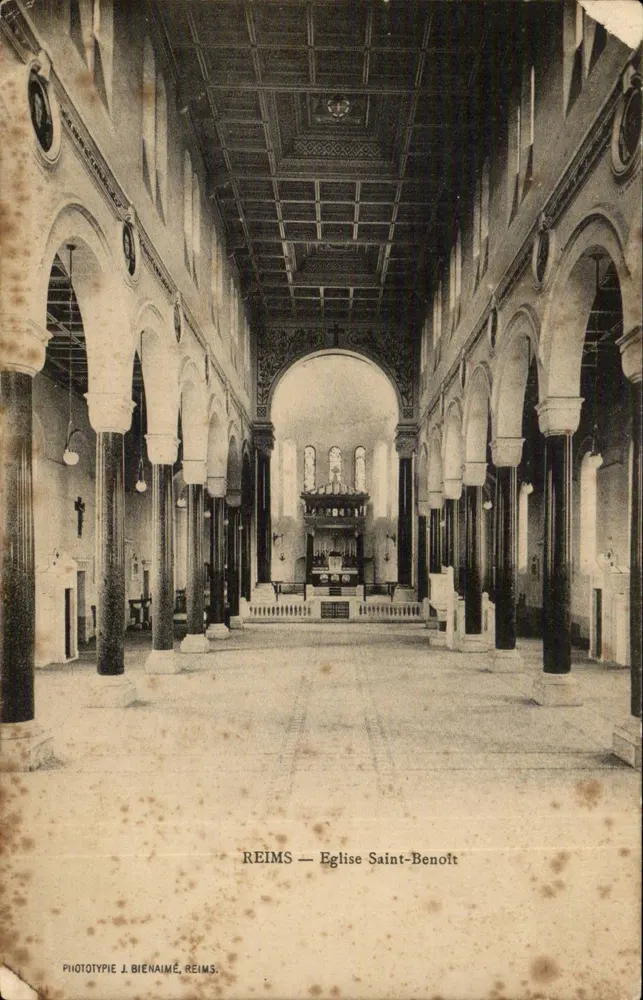 Reims — Igreja de São Benedito — Fototipia J. Bienaimé, Reims - Frente