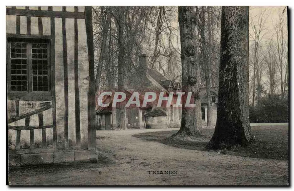 Le Trianon — Vista do parque e do edifício com colmios — A. Bourdier, imp.-edit., Versailles - Frente