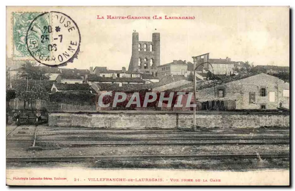 Villefranche-de-Lauragais — Ansicht vom Bahnhof — Phototypie Labouche frères, Toulouse, n°24 - Vorderseite