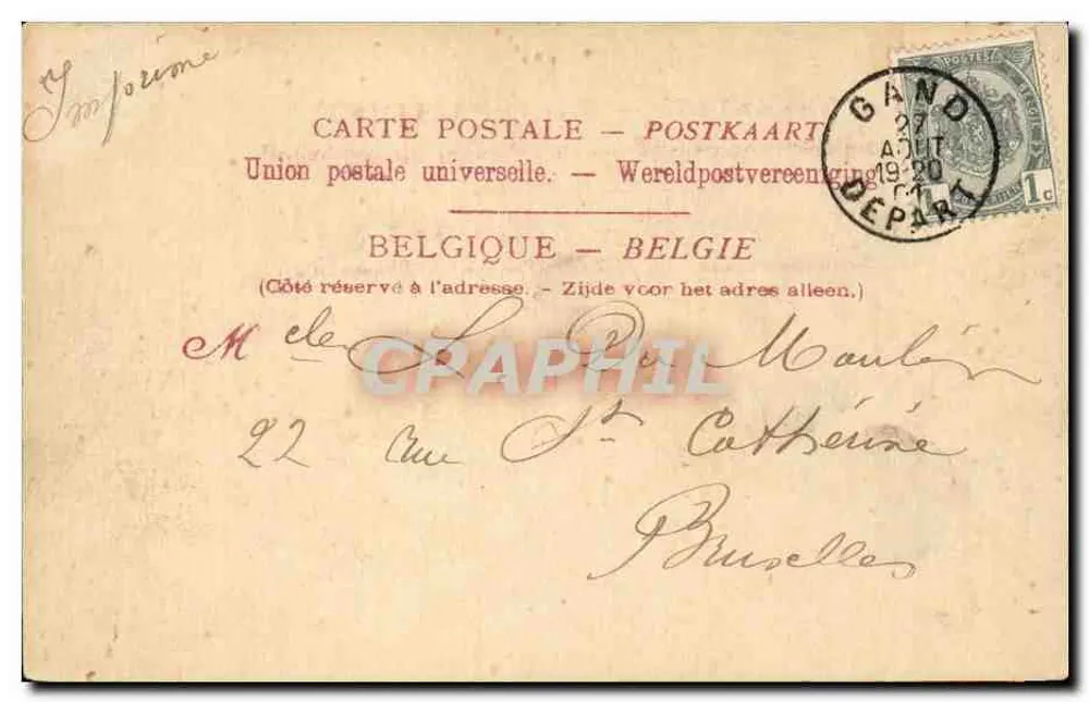 Gand. La Gare — vue de la gare avec tramway et voitures — éditeur non visible - Verso