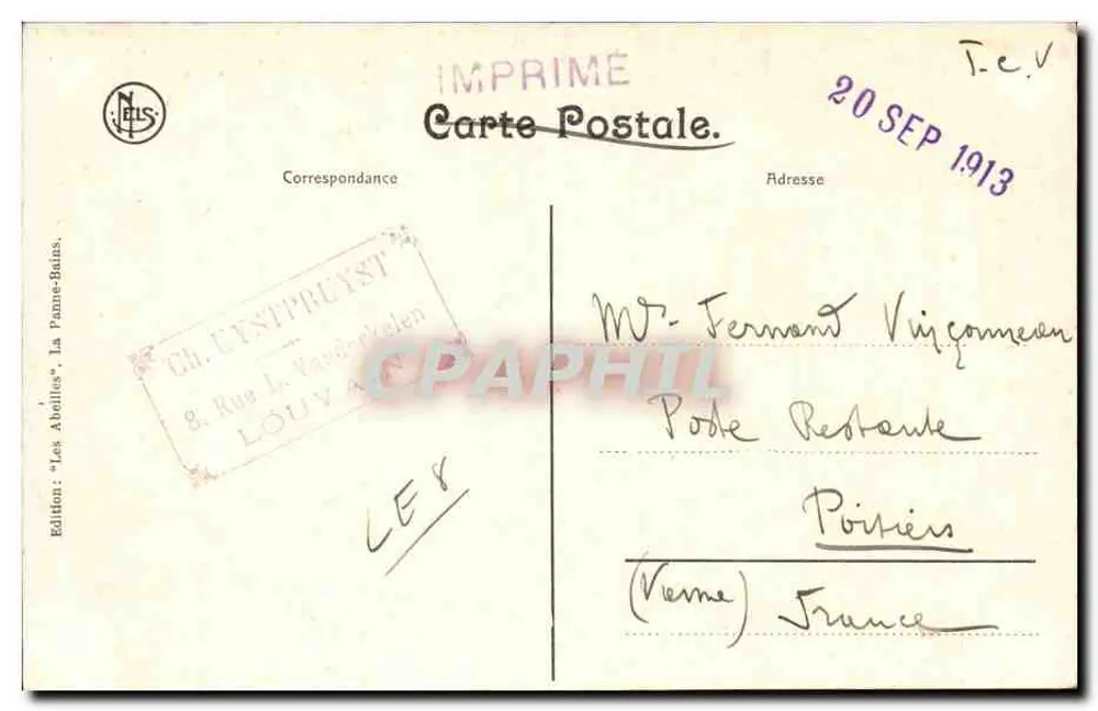 La Panne — Der Garnelenfischer — Ausgabe 'Les Abolies', La Panne-Bains - Rückseite