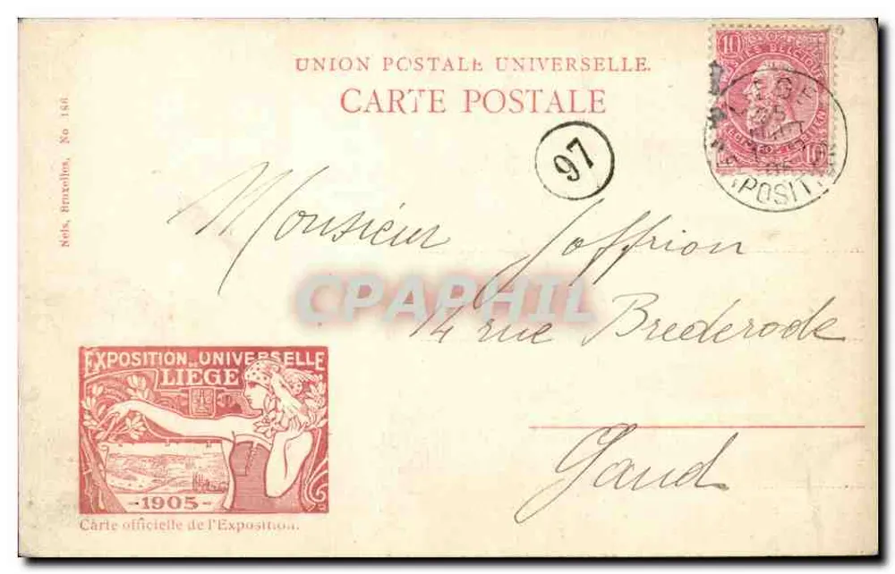 Weltausstellung in Liège 1905 — Flugzeug — Brauerei Municholzbrau — Verleger: Noëls, Brüssel, Nr. 186 - Rückseite