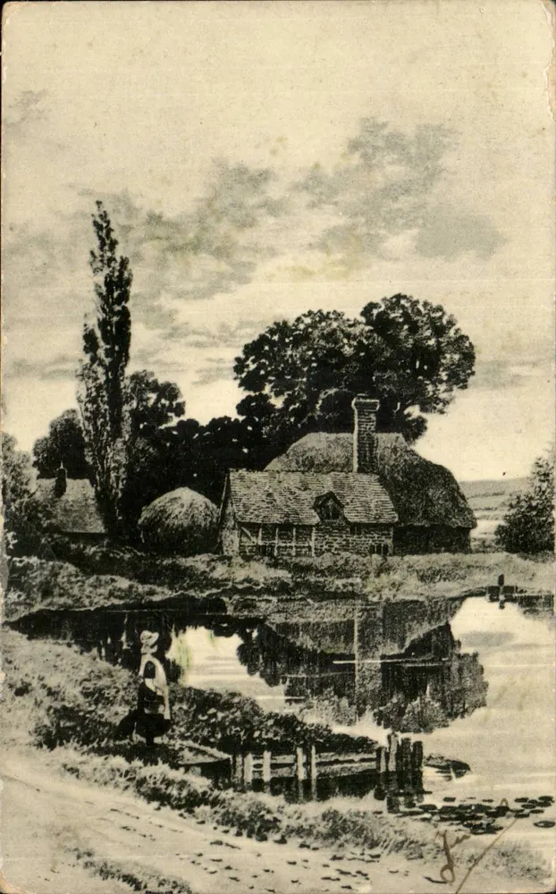 Ländlicher Landschaft mit Dachstuhl-Haus — Verleger S. 547 - Vorderseite
